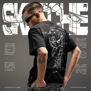 T-SHIRT REGULAR FIT SKETCHIE BLACK (HYBRID THEORY)