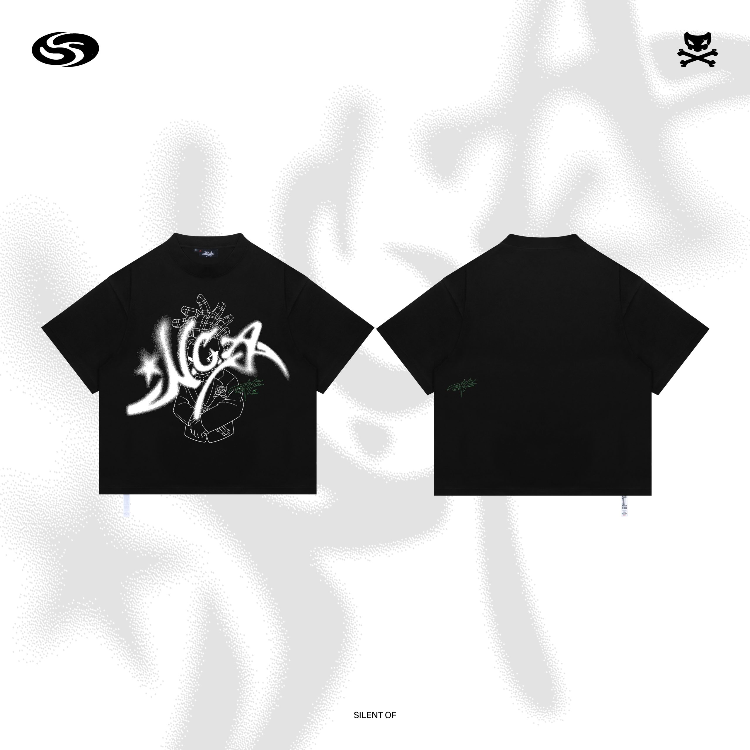 T-SHIRT BOXY SILENT OF on BLACK (NCA SERIES) - Image 3