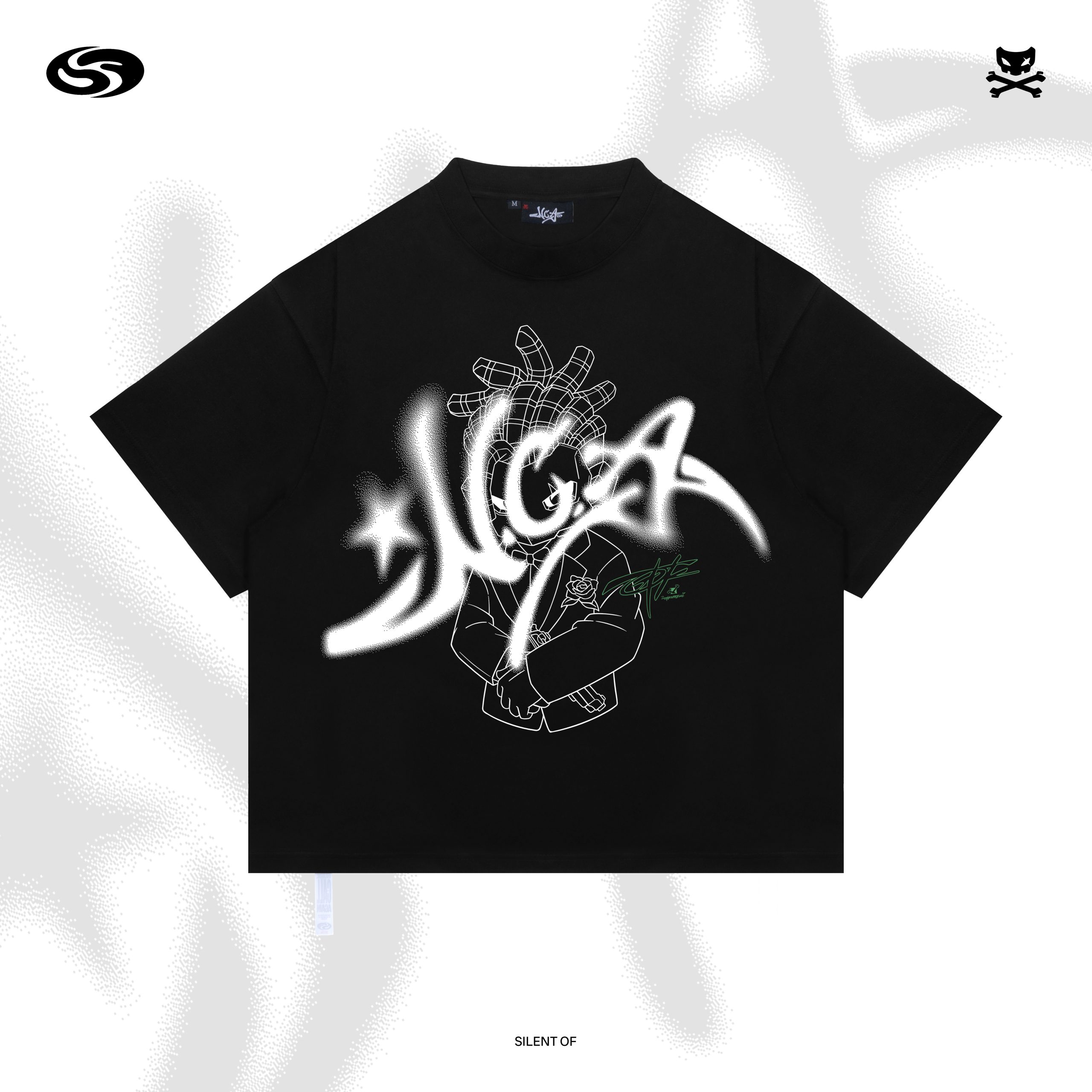 T-SHIRT BOXY SILENT OF on BLACK (NCA SERIES)